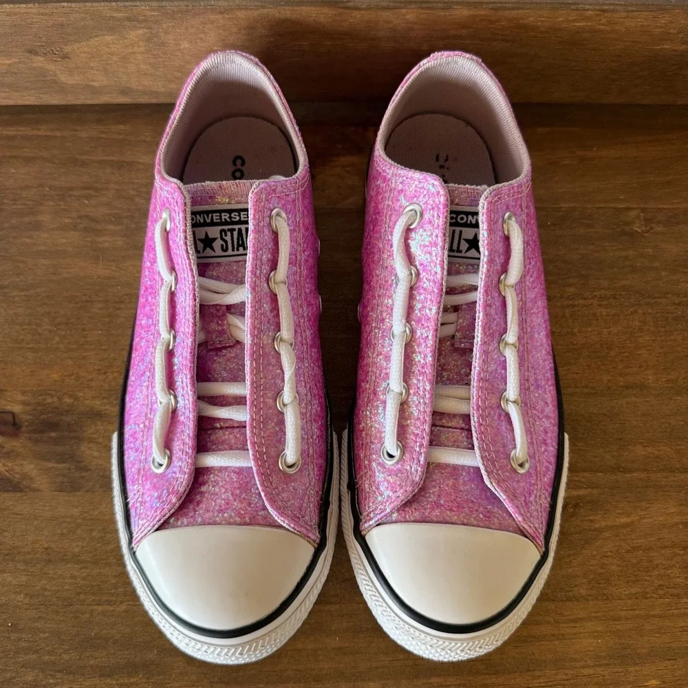 Converse Sneakers Junior Size 3.5 Chuck Taylor All Star Ox Pink Glitter 665978C